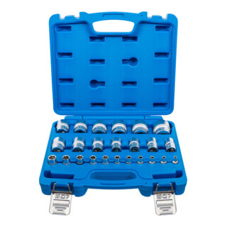 BGS Set di inserti per chiavi a bussola esagonali, azionamento quadro interno 6,3mm (1/4"), 12,5mm (1/2"), 24pz.