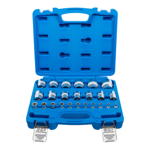BGS Set di inserti per chiavi a bussola esagonali, azionamento quadro interno 6,3mm (1/4"), 12,5mm (1/2"), 24pz.