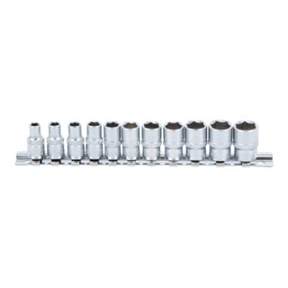 BGS Set di inserti per chiavi a bussola esagonali, azionamento quadro interno 6,3mm, in pollici, 11pz.
