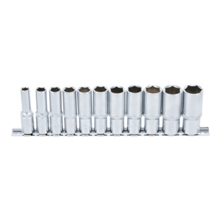 BGS Set di inserti per chiavi a bussola esagonali, azionamento quadro interno profondo 10mm, apertura 8 - 19mm, 11pz.