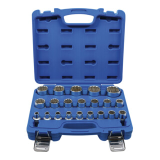 BGS Set di inserti per chiavi a bussola poligonale, azionamento quadro interno 12,5mm, apertura 8 - 36mm, 21pz.