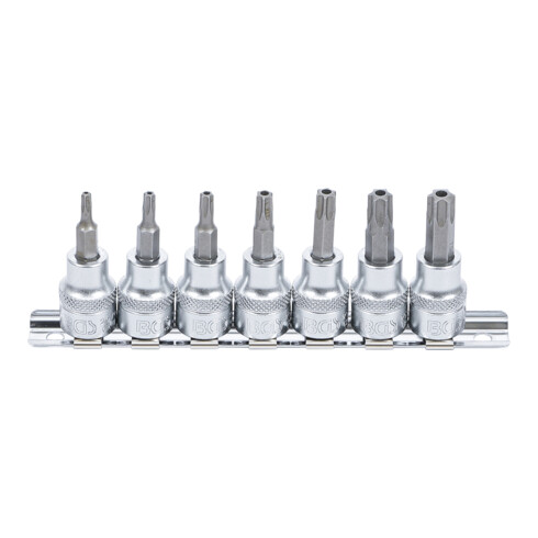 BGS Set di inserti bit azionamento quadro interno 10mm (3/8") con profilo a T (per Torx) e foro T15 - T50, 7pz.