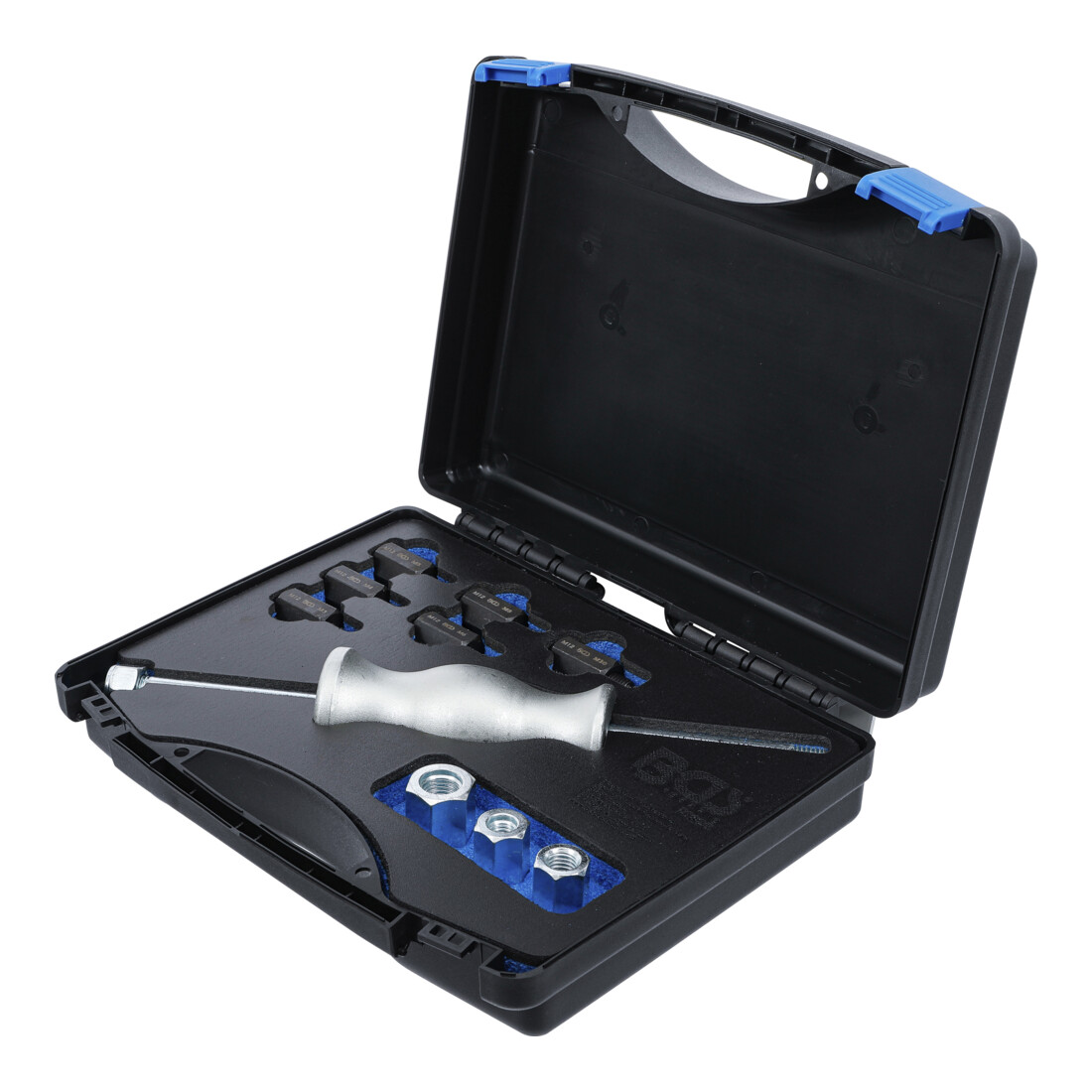 BGS Set di martelli a massa battente, con adattatori per filettatura, 12pz.