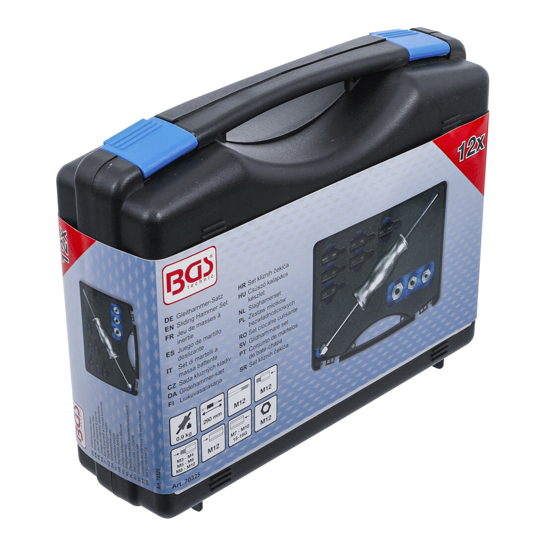 BGS Set di martelli a massa battente, con adattatori per filettatura, 12pz.