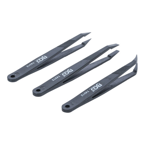 BGS Set di pinzette in plastica, 3 pezzi