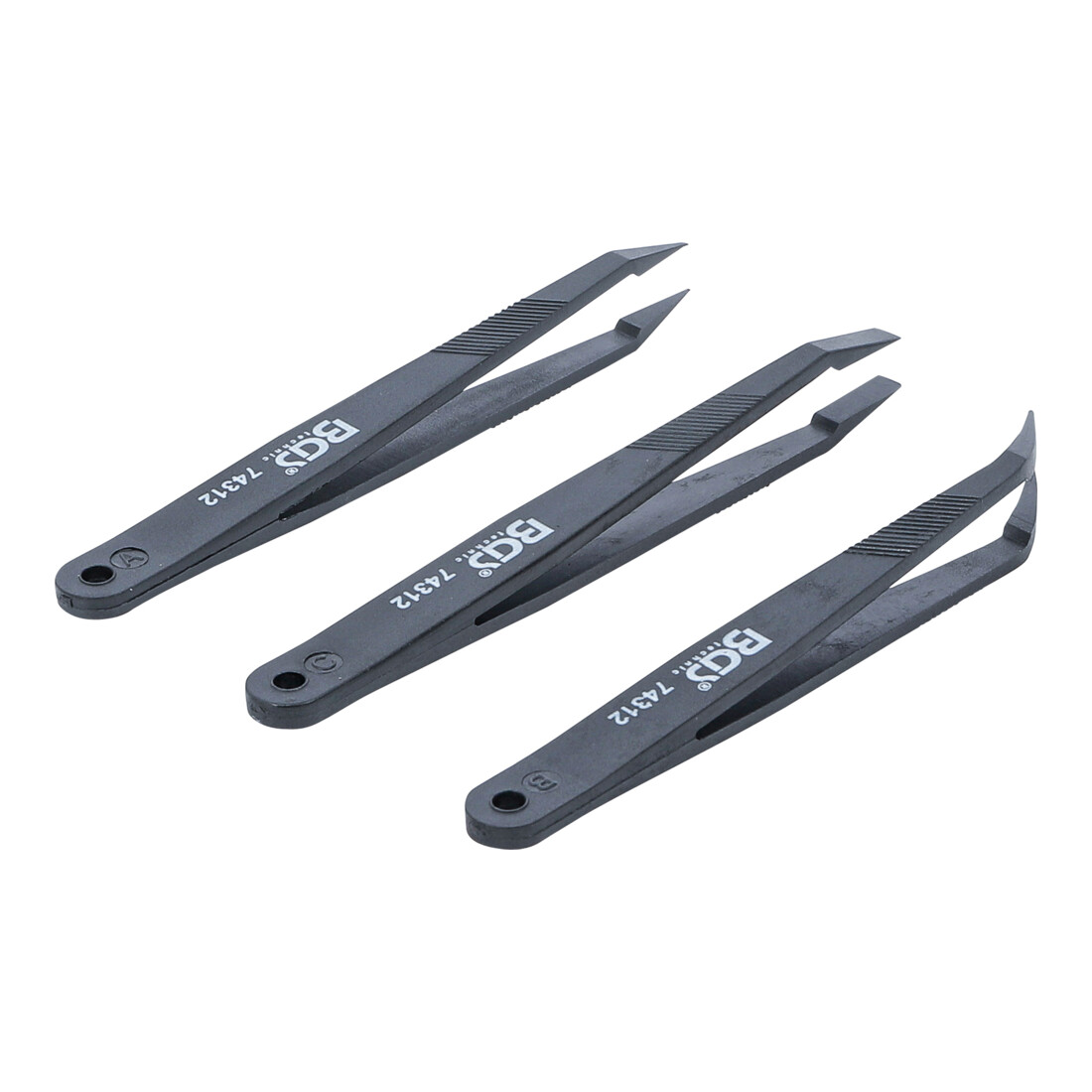 BGS Set di pinzette in plastica, 3 pezzi