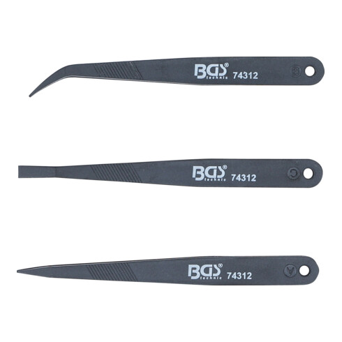 BGS Set di pinzette in plastica, 3 pezzi
