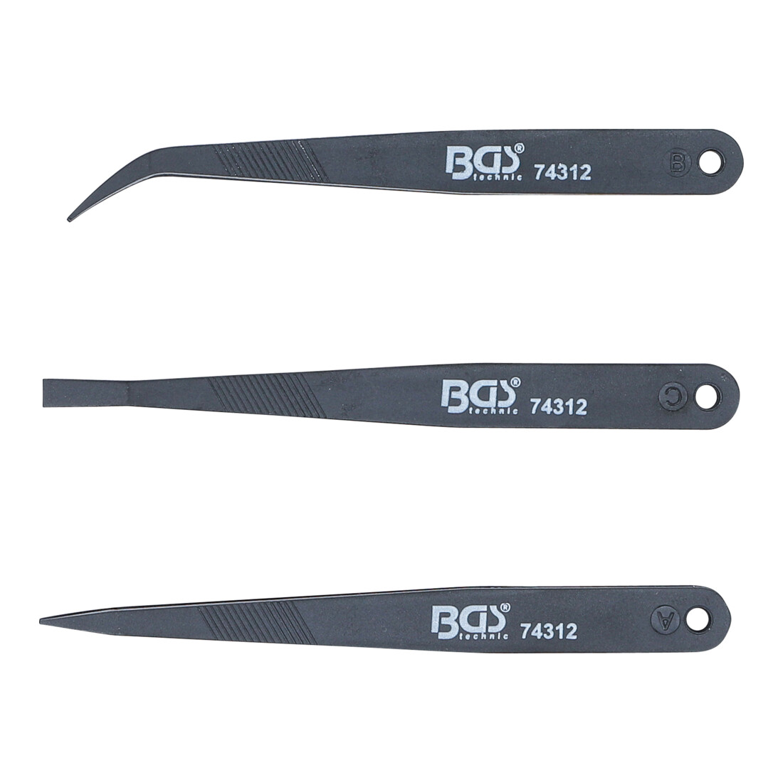BGS Set di pinzette in plastica, 3 pezzi
