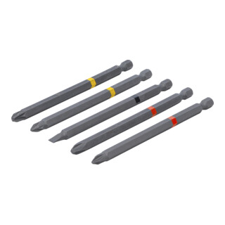 BGS Set di punte, attacco esagonale esterno 6,3 mm (1/4"), PH, PZ, taglio, lunghezza 110 mm, 5 pezzi