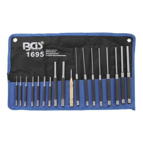 BGS Set di punzoni per perni 100 - 150 - 200mm 1,5 - 9,5mm incl. punzone centrale, 18pz.