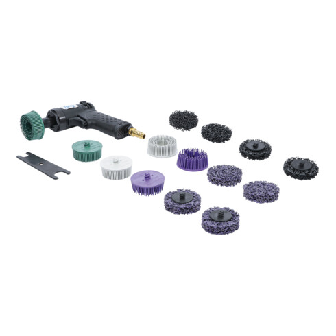 BGS Set di smerigliatrici per setole ad aria compressa, 17pz.