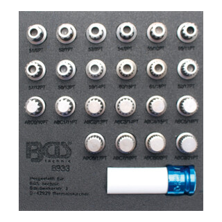 BGS Set di smontaggio serrature per cerchi per VAG, 23pz.