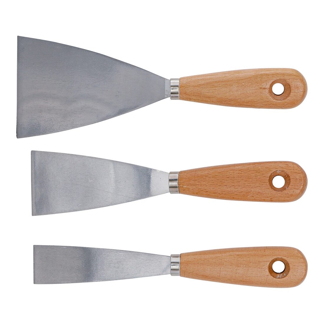 BGS Set di spatole, manico in legno, 30 / 50 / 80 mm, 3 pezzi