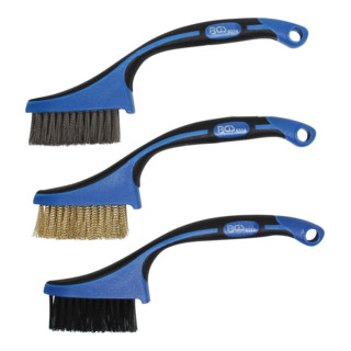 BGS Set di spazzole mini nylon, ottone, acciaio legato 165mm, 3pz.