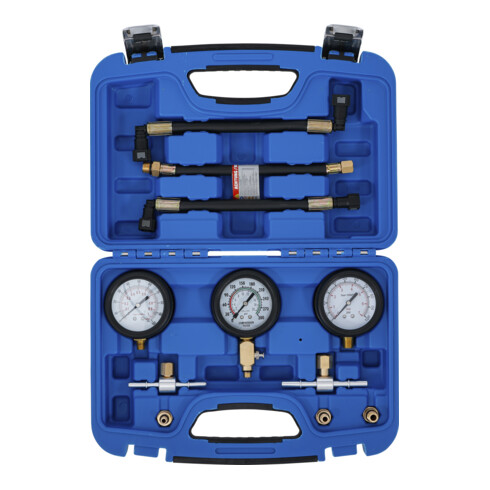 BGS Set di strumenti per prova pressione carburante e compressione, per motocicli, 11 pezzi