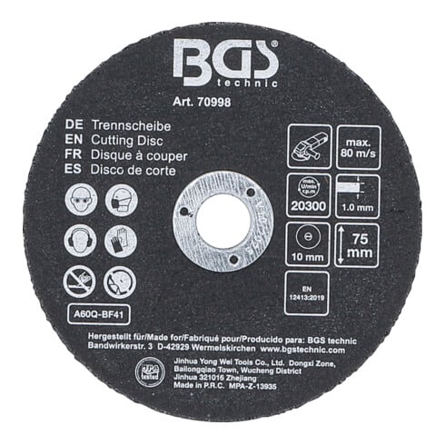 BGS Set dischi da taglio per acciaio inox, Ø 75 x 1,0 x 10 mm, 5 pezzi