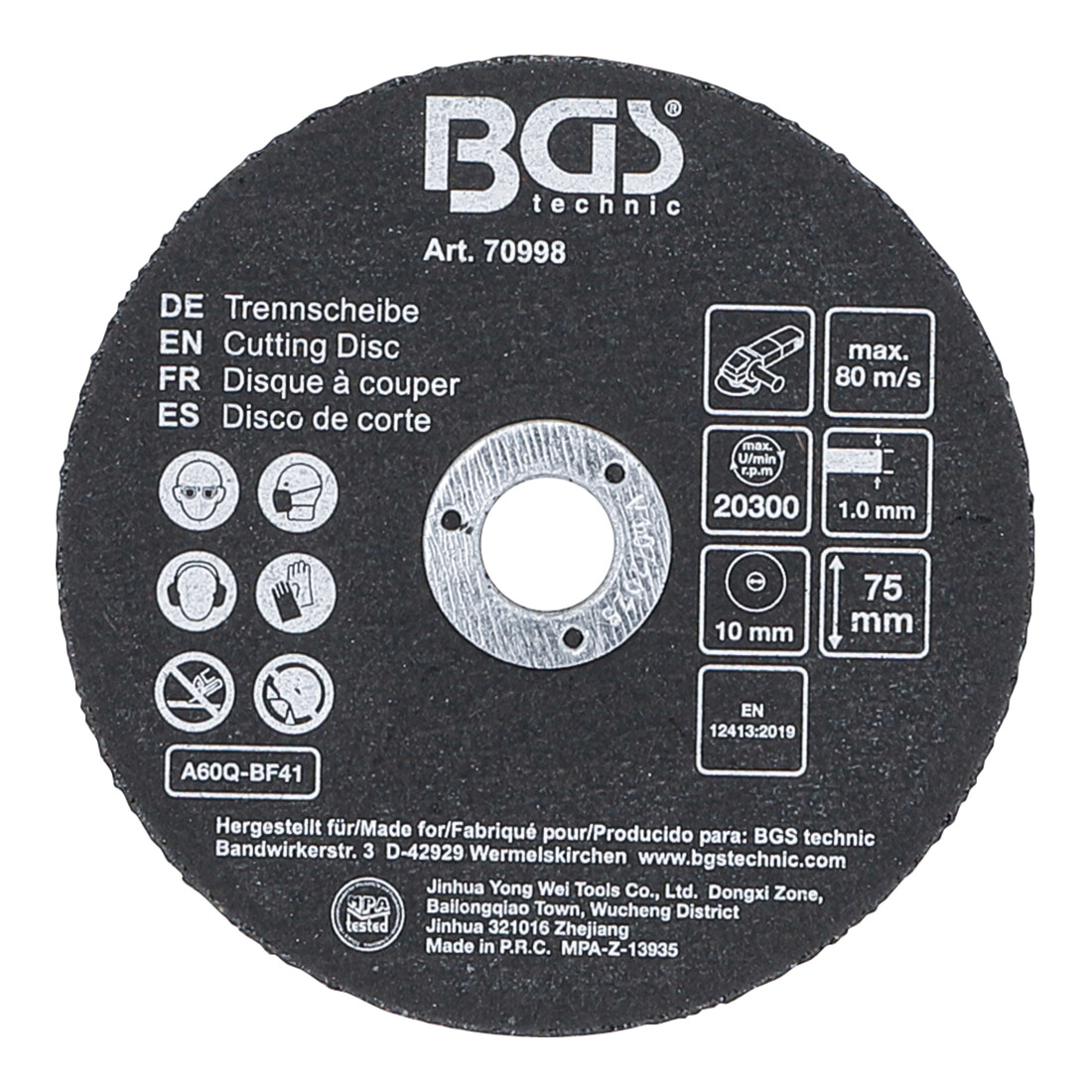 BGS Set dischi da taglio per acciaio inox, Ø 75 x 1,0 x 10 mm, 5 pezzi