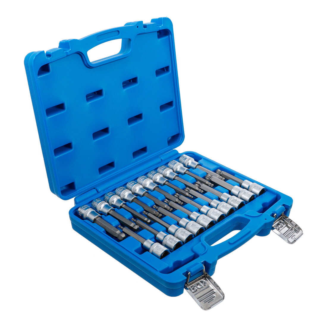 BGS Set inserti bit, attacco quadrato interno 12,5 mm (1/2"), esagono interno, profilo a T (per TX), profilo interno multiplo (per XZN) con testa a sfera, 20 pezzi