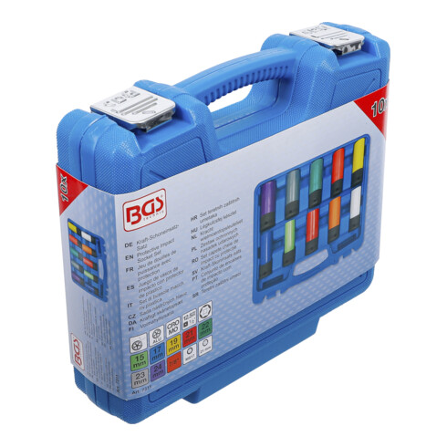 BGS Set inserti di forza, azionamento quadro interno 12,5 mm (1/2"), chiave da 15 a 24 mm e bulloni speciali per ruote, 10 pezzi