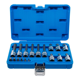 BGS Set inserti per bit, attacco quadrato interno 6,3 mm (1/4") / 12,5 mm (1/2"), esagono interno, 18 pezzi