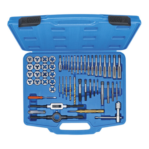BGS Set maschi e filiere, pollici, 1/4" - 1/2", 56 pz.