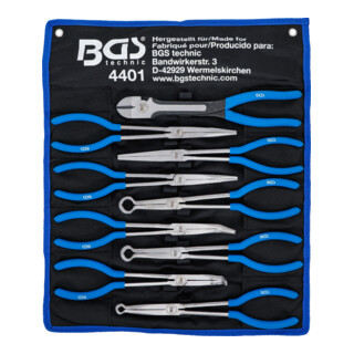 BGS Set pinze per connettori candele lunghe/piatte e candele, extra lungo, 9 pezzi