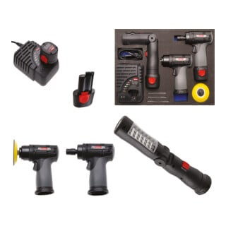 BGS Set smerigliatrice e lucidatrice a batteria, nel BGS Modulo x carrello, 10,8 V, 8 pz.