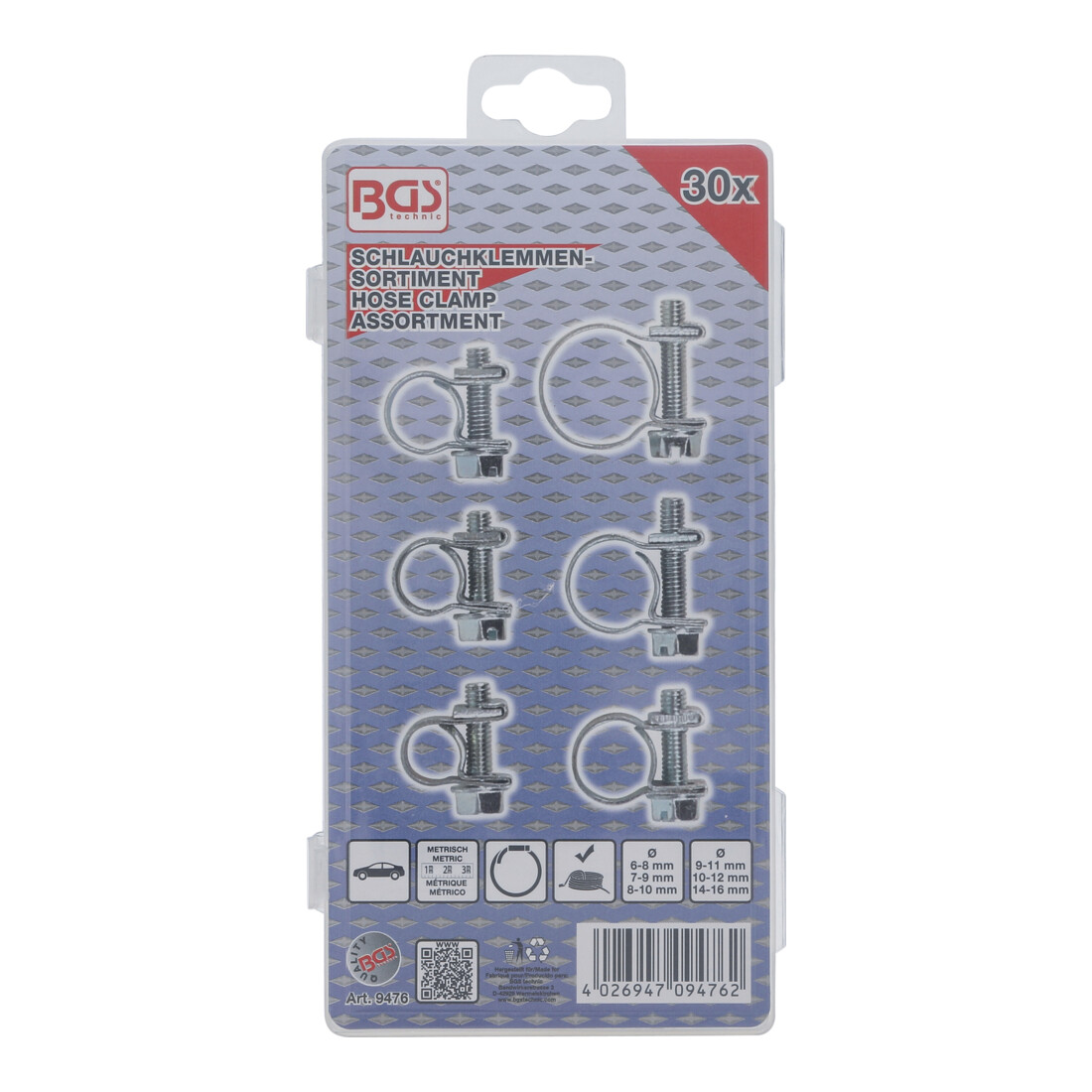 BGS Slangklem assortiment | Ø 6 - 16 mm | 30-dlg.