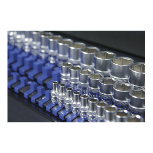 BGS Slip-on railset voor dopsleutel-inzetstukken met 80 clips voor inzetstukken van 6,3 mm (1/4"), 10 mm (3/8"), 12,5 mm (1/2")