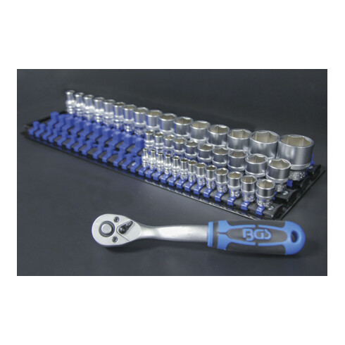 BGS Slip-on railset voor dopsleutel-inzetstukken met 80 clips voor inzetstukken van 6,3 mm (1/4"), 10 mm (3/8"), 12,5 mm (1/2")
