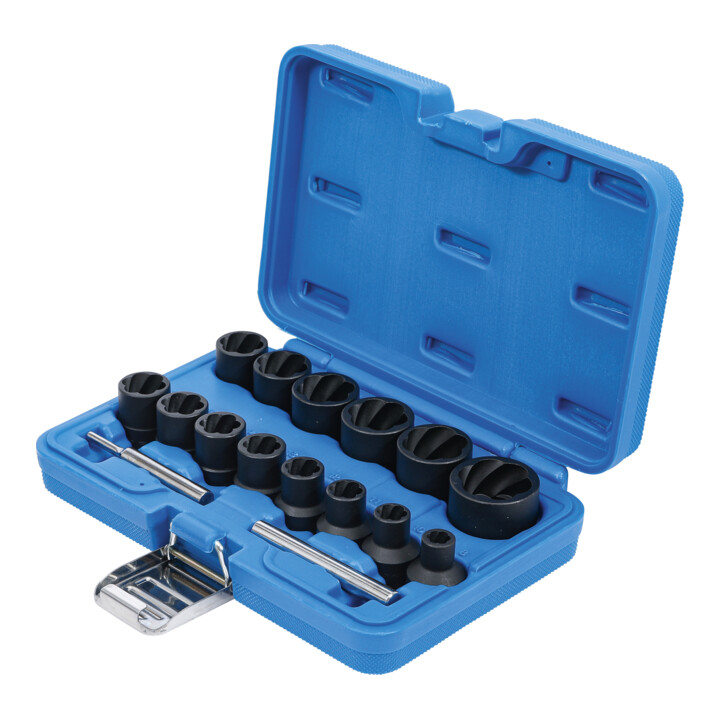 BGS Speciale dopsleutelset / schroefuittrekker aandrijving vierkantaandrijving 12,5 mm SW 8 - 27 mm 16 dlg.