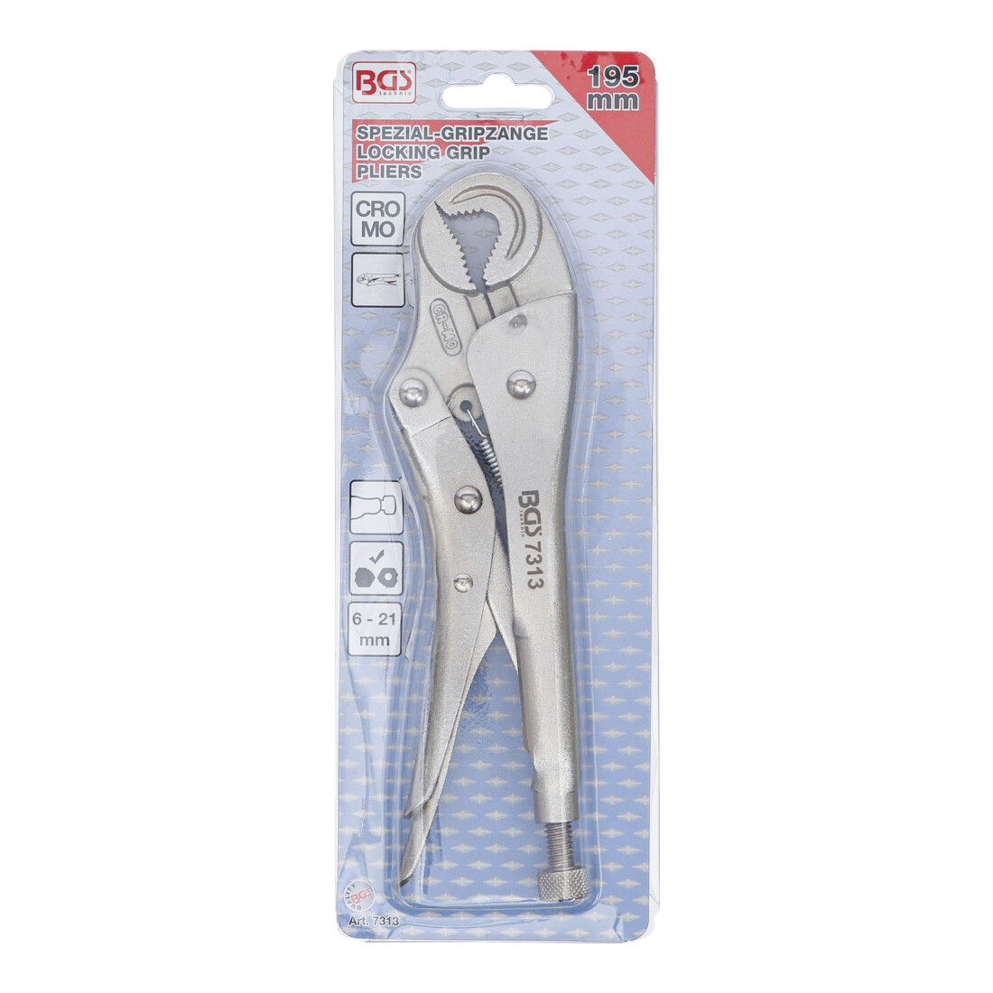 BGS Spezial-Gripzange runde Form 175 mm 6 - 21 mm
