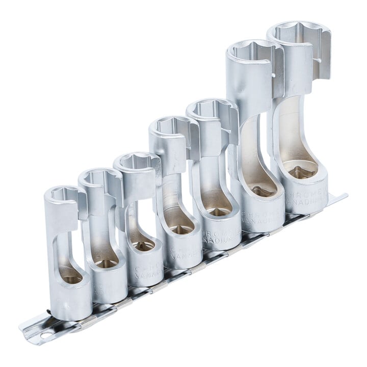 BGS Spezial-Steckschlüssel-Einsatz-Satz, geschlitzt Antrieb Innenvierkant 10 mm (3/8 Zoll) SW 10 - 19 mm 7 teilig