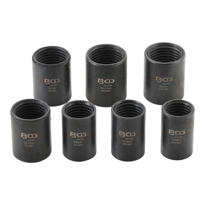 BGS Spezial-Steckschlüssel-Einsatz-Satz / Schraubenausdreher 12,5 mm (1/2 Zoll) SW 17 - 26 mm 7 teilig
