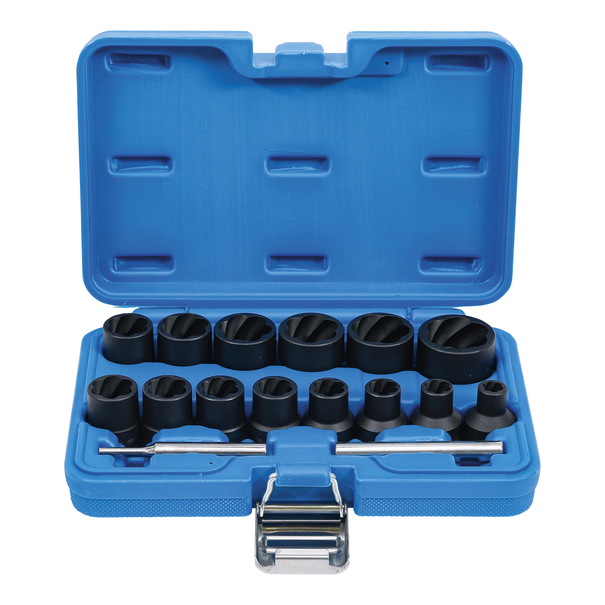 BGS Spezial-Steckschlüssel-Einsatz-Satz / Schraubenausdreher Antrieb Innenvierkant 12,5 mm SW 8 - 27 mm 16-tlg. ; BGS technic
