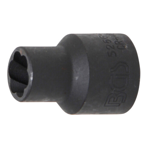 BGS Spiral-Profil-Steckschlüssel-Einsatz / Schraubenausdreher 5266-11, Antrieb Innenvierkant 12,5 mm (1/2"), SW 11 mm