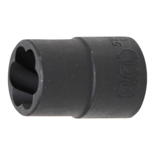 BGS Spiral-Profil-Steckschlüssel-Einsatz / Schraubenausdreher 5266-15, Antrieb Innenvierkant 12,5 mm (1/2"), SW 15 mm
