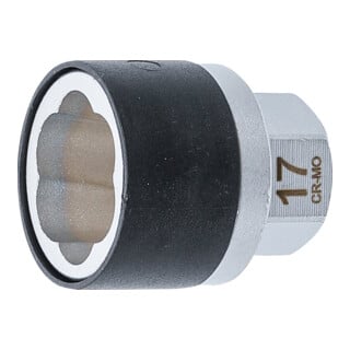 BGS Spiral-Profil-Steckschlüssel-Einsatz / Schraubenausdreher, Antrieb Außensechskant 17 mm, SW 17 mm