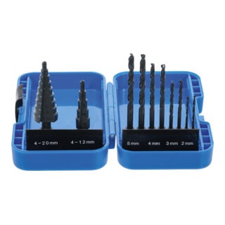 BGS Stappenboor en spiraalboorset HSS Ø 4 - 12 / 4 - 20 mm 2 - 5 mm, 10 dlg.