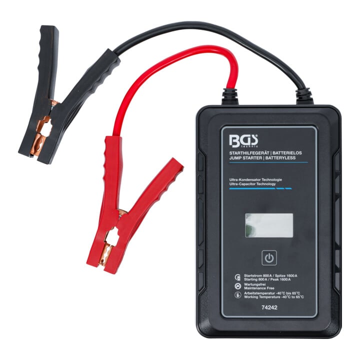 BGS Starthilfegerät 74242, Batterielos, mit Ultra-Kondensator Technologie, 12 V / 800 A / 1600 A