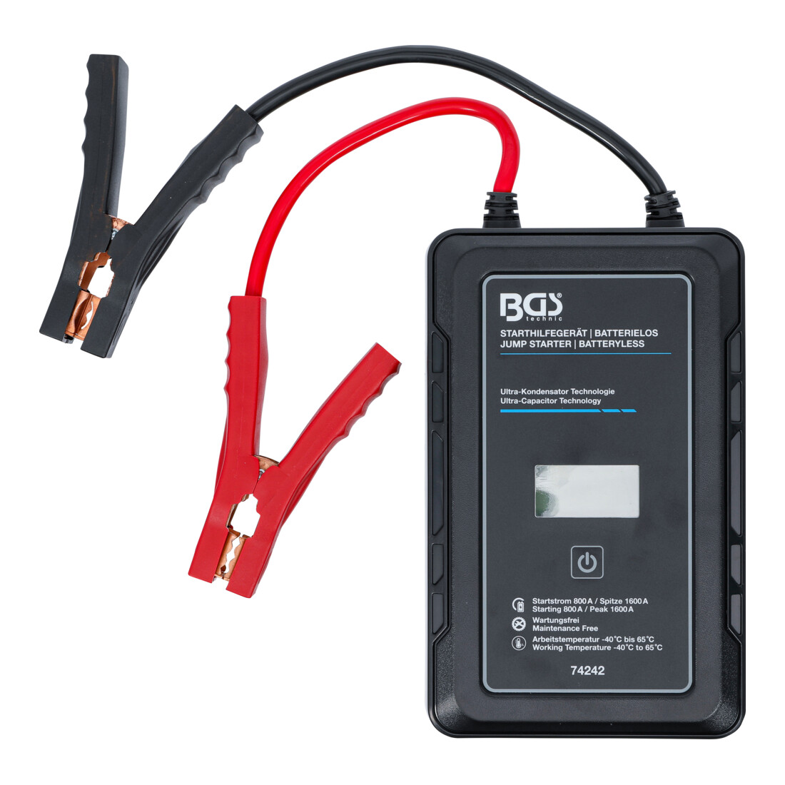 BGS Starthilfegerät 74242, Batterielos, mit Ultra-Kondensator Technologie, 12 V / 800 A / 1600 A