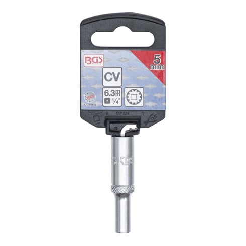 BGS Steckschlüssel-Einsatz Gear Lock, tief 10155, Antrieb Innenvierkant 6,3 mm (1/4"), SW 5 mm