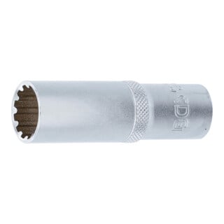 BGS Steckschlüssel-Einsatz Gear Lock, tief 10257, Antrieb Innenvierkant 12,5 mm (1/2"), SW 17 mm