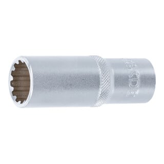 BGS Steckschlüssel-Einsatz Gear Lock, tief 10259, Antrieb Innenvierkant 12,5 mm (1/2"), SW 19 mm