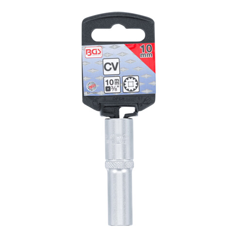 BGS Steckschlüssel-Einsatz Gear Lock, tief 10350, Antrieb Innenvierkant 10 mm (3/8"), SW 10 mm
