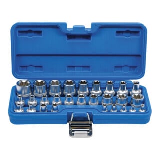 BGS Steckschlüssel-Einsatz-Satz E-Profil Antrieb Innenvierkant 6,3 mm (1/4") / 12,5 mm (1/2") SW E4 - E24 28-tlg.