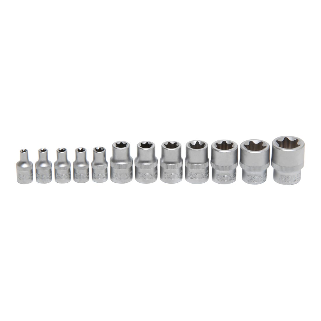 BGS Steckschlüssel-Einsatz-Satz E-Profil Antrieb Innenvierkant 6,3 mm / 10 mm SW E4 - E20 12-tlg.