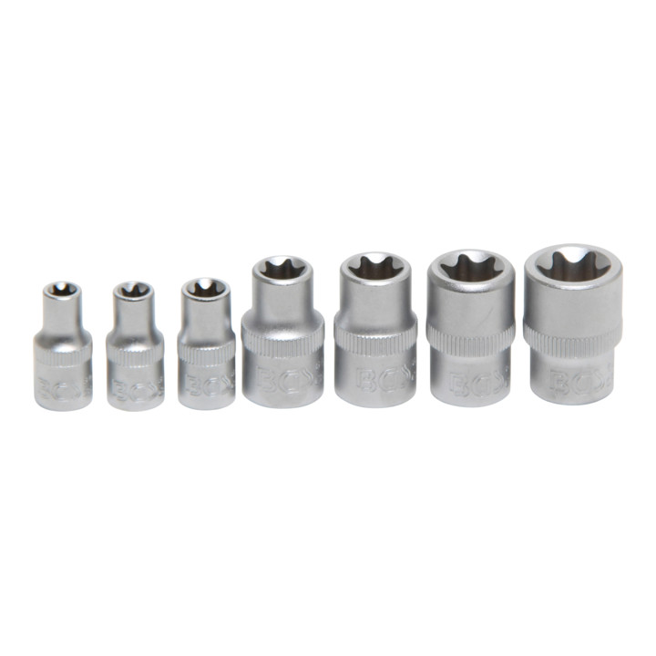 BGS Steckschlüssel-Einsatz-Satz E-Profil Antrieb Innenvierkant 6,3 mm / 10 mm SW E6 - E16 7 tlg.