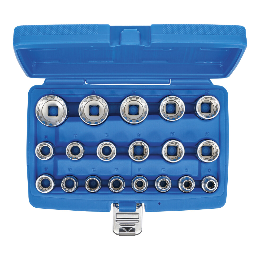 BGS Steckschlüssel-Einsatz-Satz Gear Lock Antrieb Innenvierkant 12,5 mm 19-tlg.