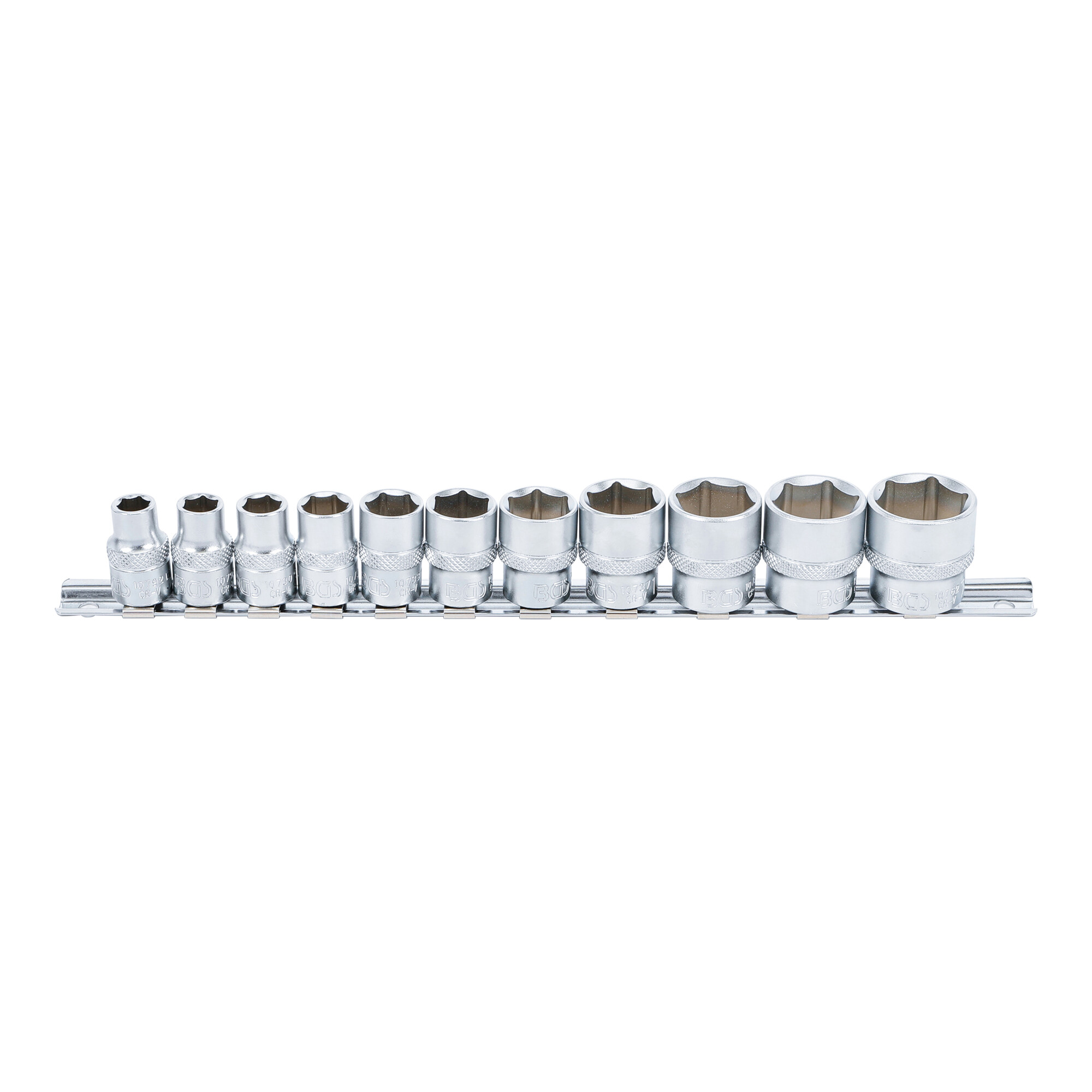 BGS Steckschlüssel-Einsatz-Satz, Sechskant Antrieb Innenvierkant 10 mm (3/8 Zoll) SW 5/16 Zoll - 7/8 Zoll 11 teilig ; BGS technic